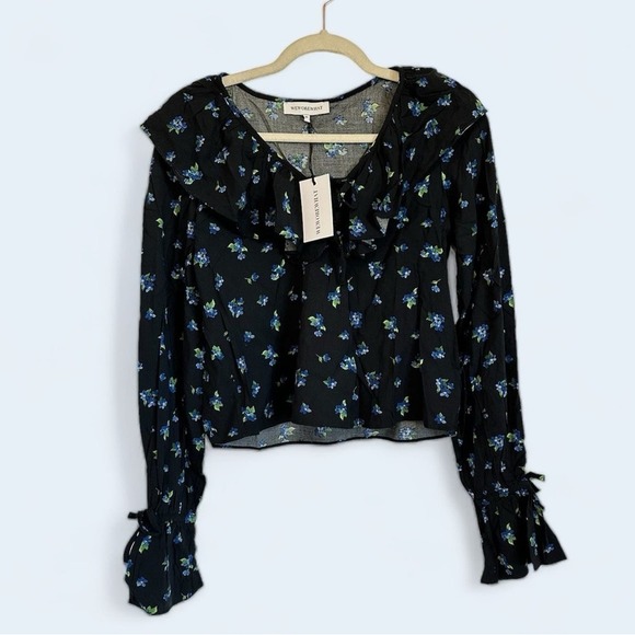 NWT peasant floral ruffle long sleeve blouse by WeWoreWhat women’s XS - Picture 1 of 11